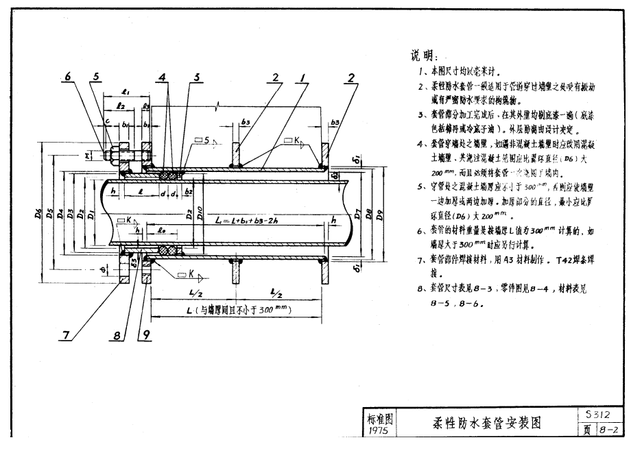 S312柔性防水套管的安裝示意圖